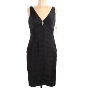 Jones Wear Black Layered Midi Dress